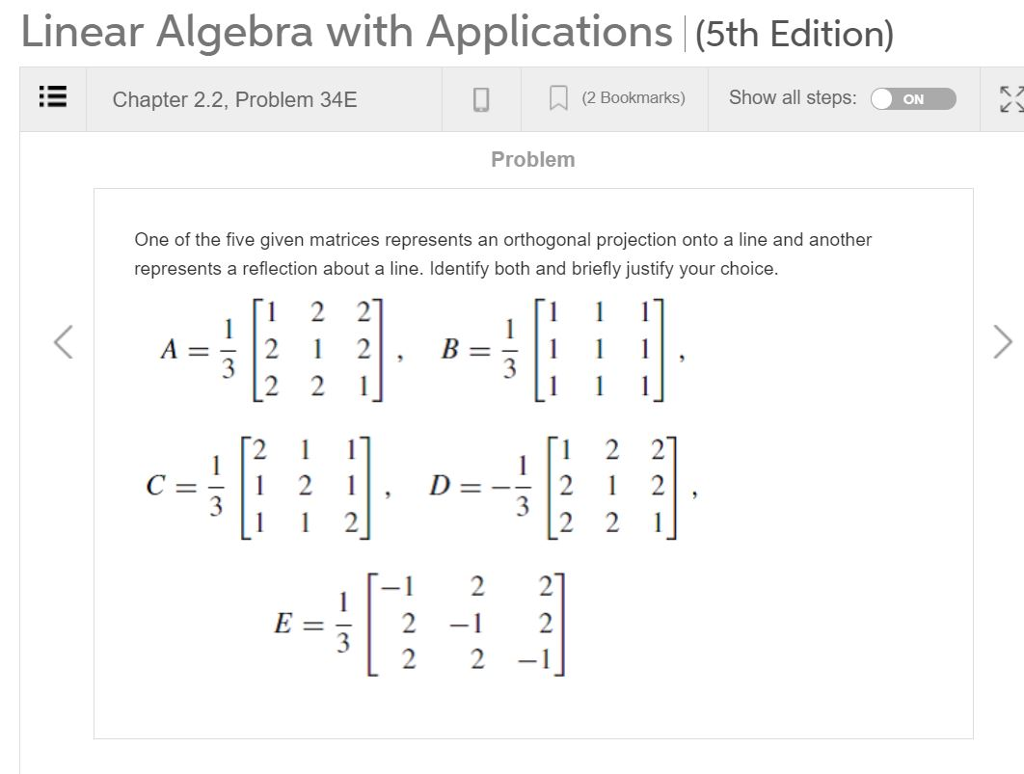 Solved Linear Algebra With Applications (5th Edition) | Chegg.com