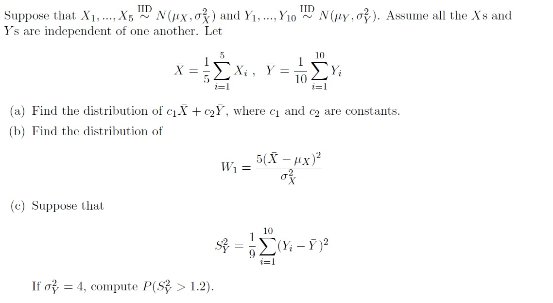 Solved Suppose that X_1, ..., X_5 N(mu X, sigma^2_X) and | Chegg.com