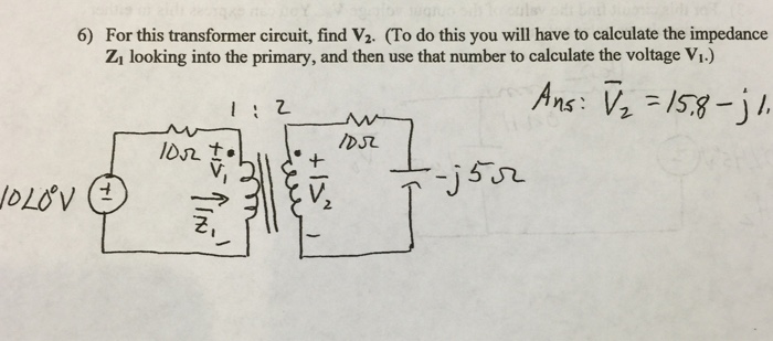 Solved For this transformer circuit, find V_2. (To do this | Chegg.com