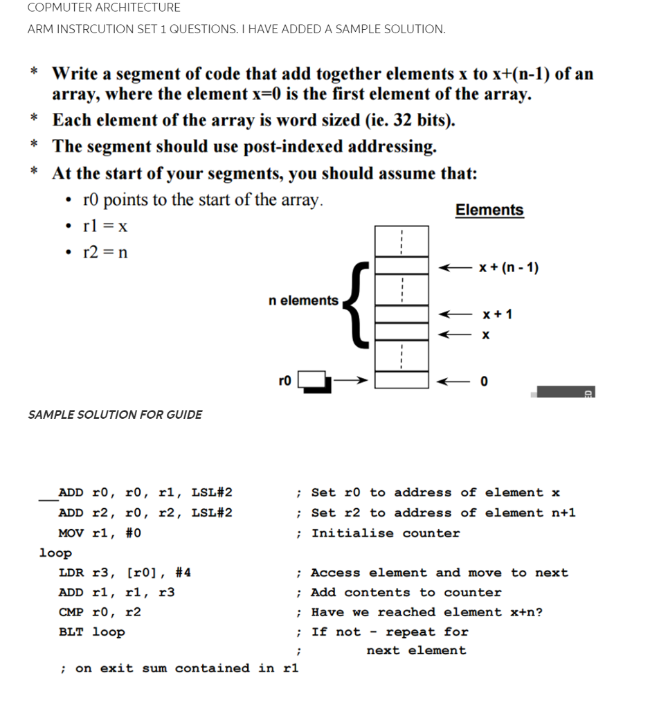 Write a segment of code that add together elements x | Chegg.com
