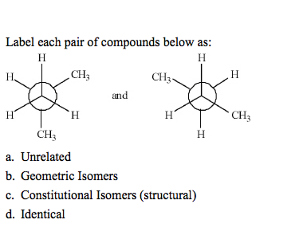 Solved Label each pair of compounds below as: Unrelated | Chegg.com