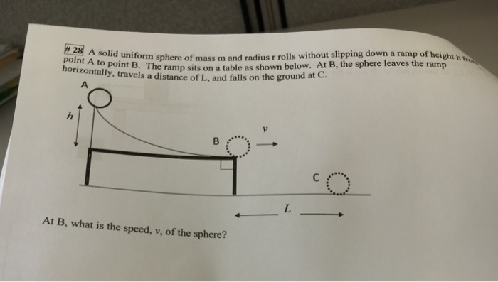 Solved A solid uniform sphere of mass m and radius r rolls | Chegg.com
