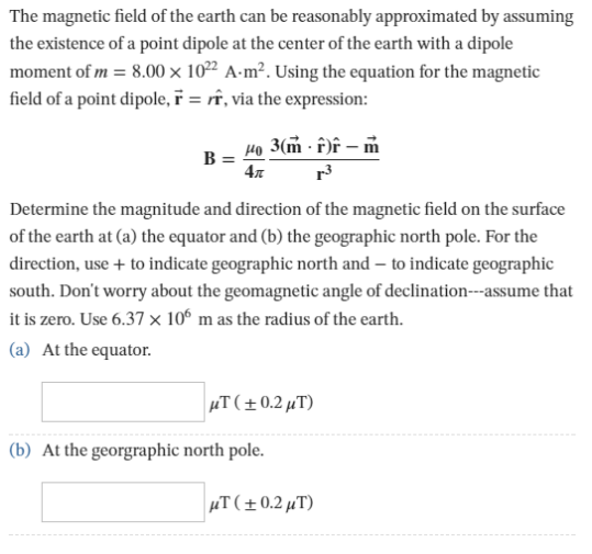 Solved The magnetic field of the earth can be reasonably | Chegg.com