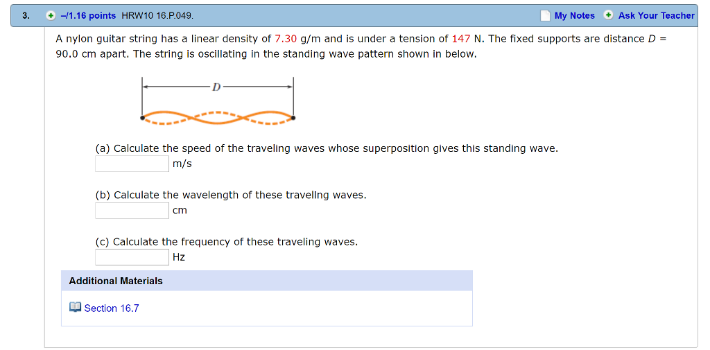 Solved 3 1 16 Points HRW10 16 P 049 My Notes Ask Your Chegg