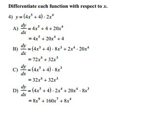 Solved Differentiate each function with respect to x. y = | Chegg.com