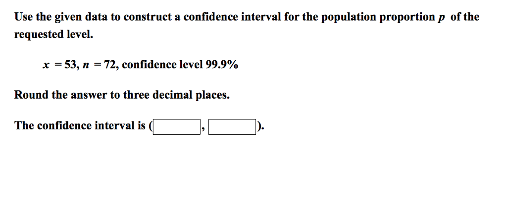 confidence interval creator given data