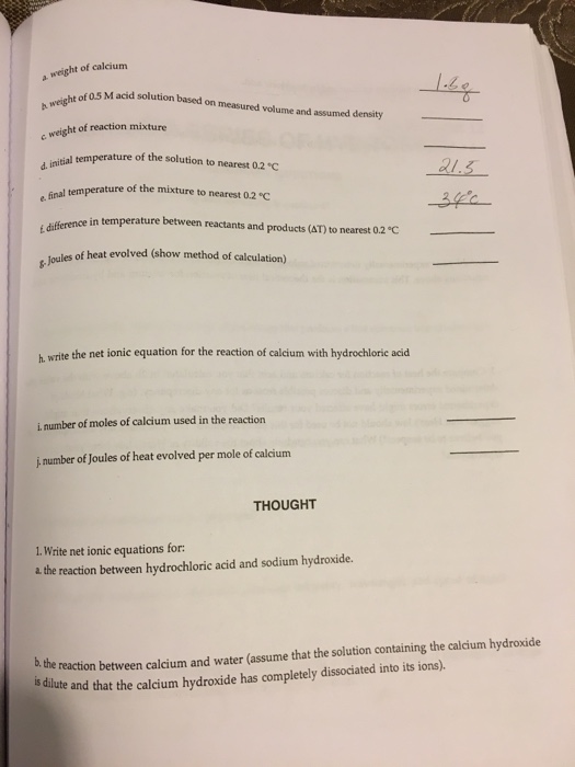 experiment 11 enthalpy of reaction procedure