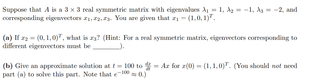 Solved Suppose that A is a 3 3 real symmetric matrix with | Chegg.com