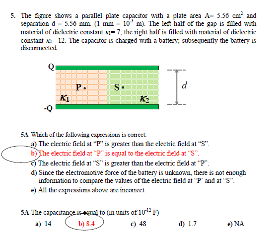 Solved 5. The Figure Shows A Parallel Plate Capacitor With A | Chegg.com