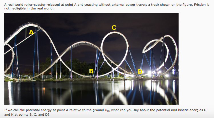 Solved A real world roller-coaster released at point A and | Chegg.com