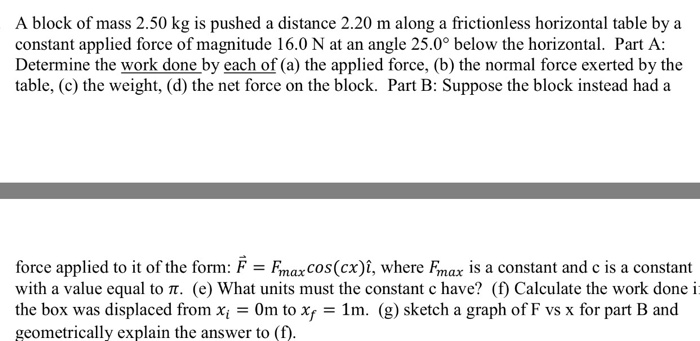 solved-a-block-of-mass-2-50-kg-is-pushed-a-distance-2-20-m-chegg