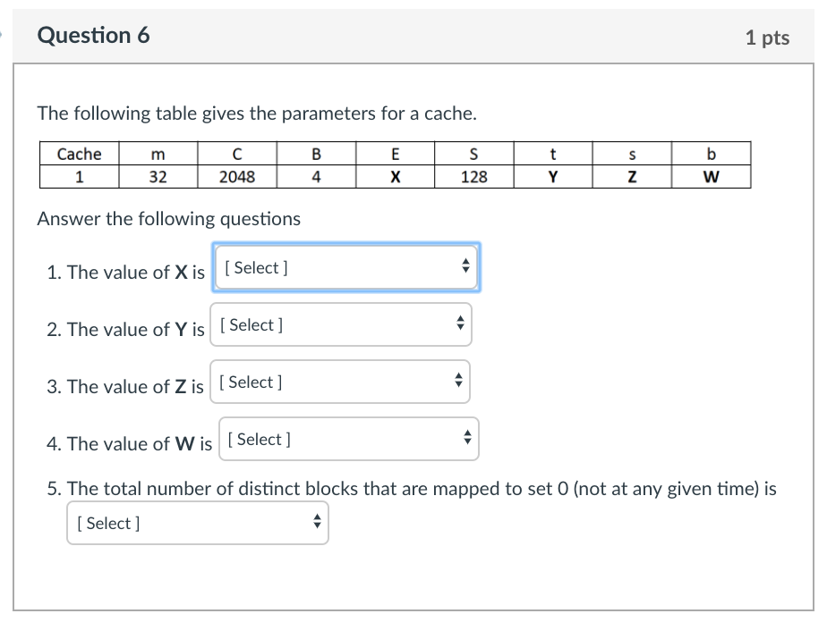 Solved Question6 1 pts The following table gives the | Chegg.com image.