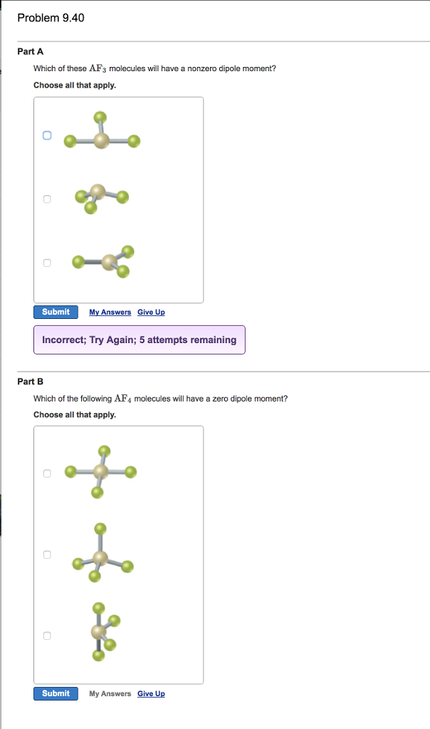 Solved: Problem 9.40 Part A Which Of These AF3 Molecules W... | Chegg.com