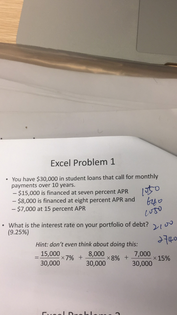 Solved Excel Problem 1 You Have 30 000 In Student Loans Chegg