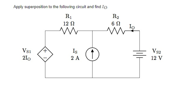 Solved Apply superposition to the following circuit and find | Chegg.com