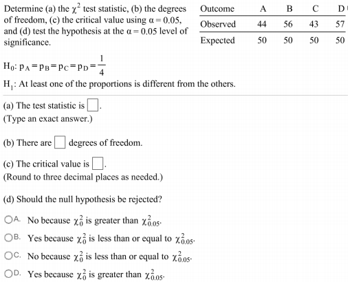 Solved Determine (a) The X Test Statistic, (b) The Degrees | Chegg.com