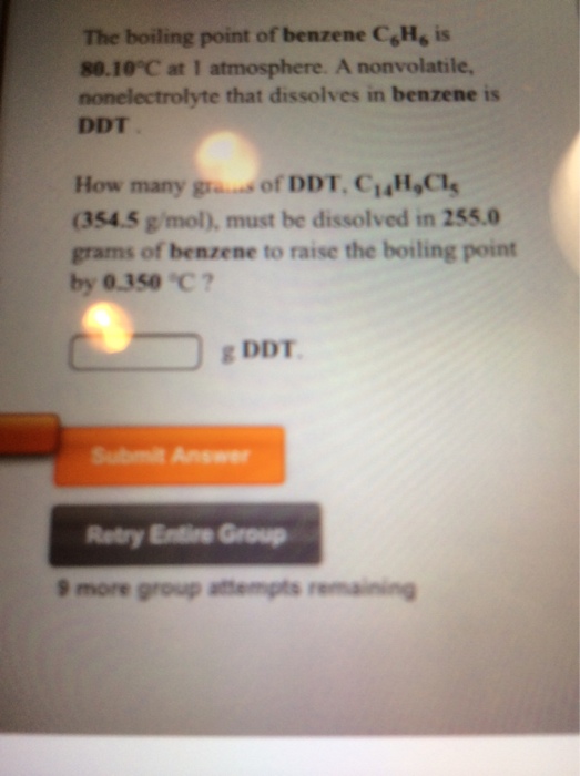 Solved The boiling point of benzene C6H6 is 80.10 degree C