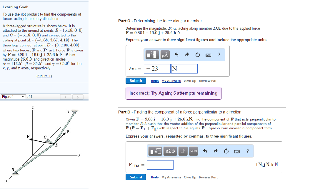 Part C - Determining the force along | Chegg.com