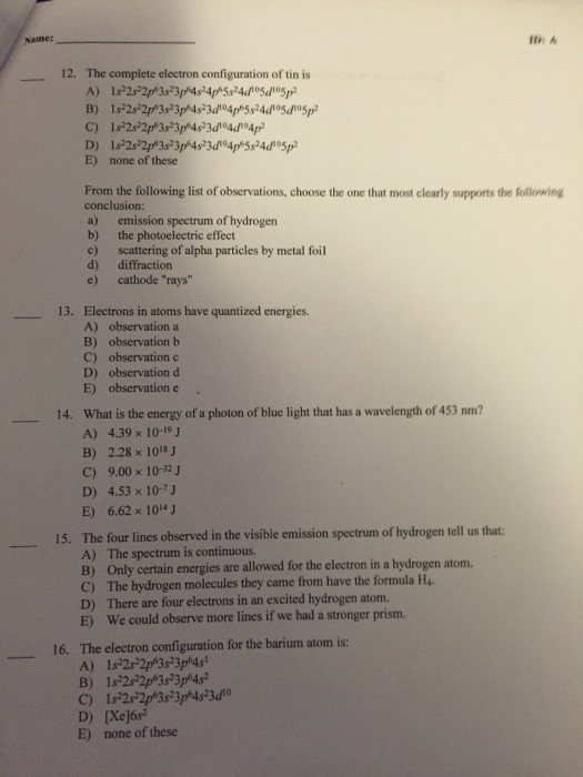 Solved The complete electron configuration of tin is From