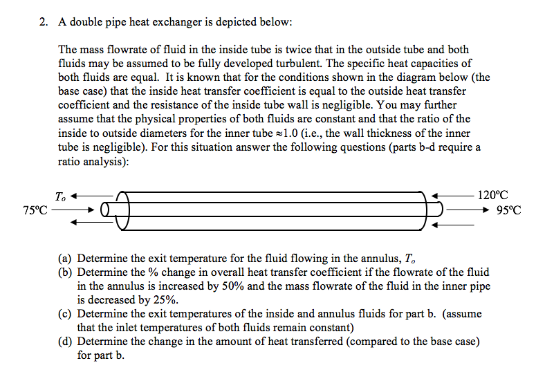 Solved 2. A double pipe heat exchanger is depicted below The | Chegg.com