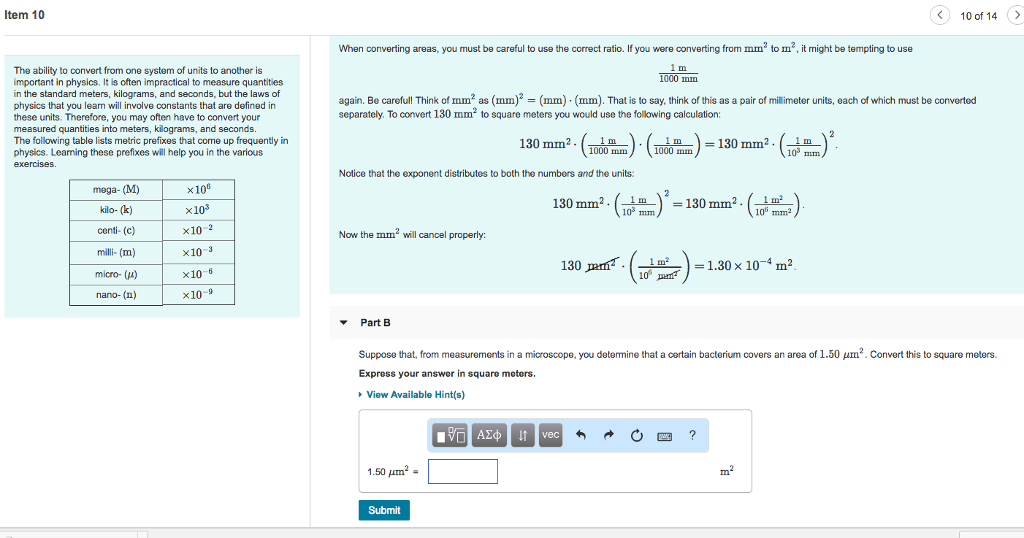 Solved Item 10 When Converting Areas You Must Be Chegg