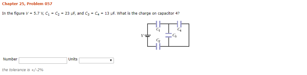 Solved Chapter 25, Problem 057 In The Figure V = 5.7 V, C1 = | Chegg.com