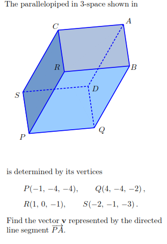 Solved The parallelopiped in 3-space shown in is determined | Chegg.com