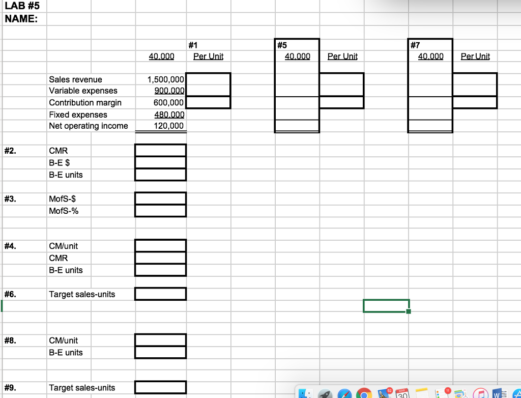 LAB #5 NAME: 40.000 Leer Unit Sales revenue 1,500,000 | Chegg.com