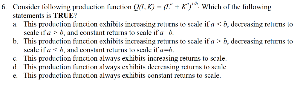 Solved B Consider Following Production Function Q1?? | Chegg.com