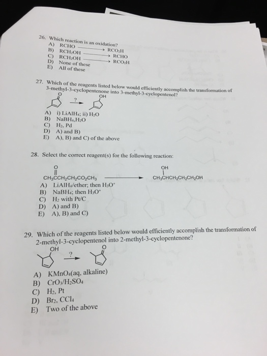 Solved Which reaction is an oxidation? RCHO rightarrow | Chegg.com