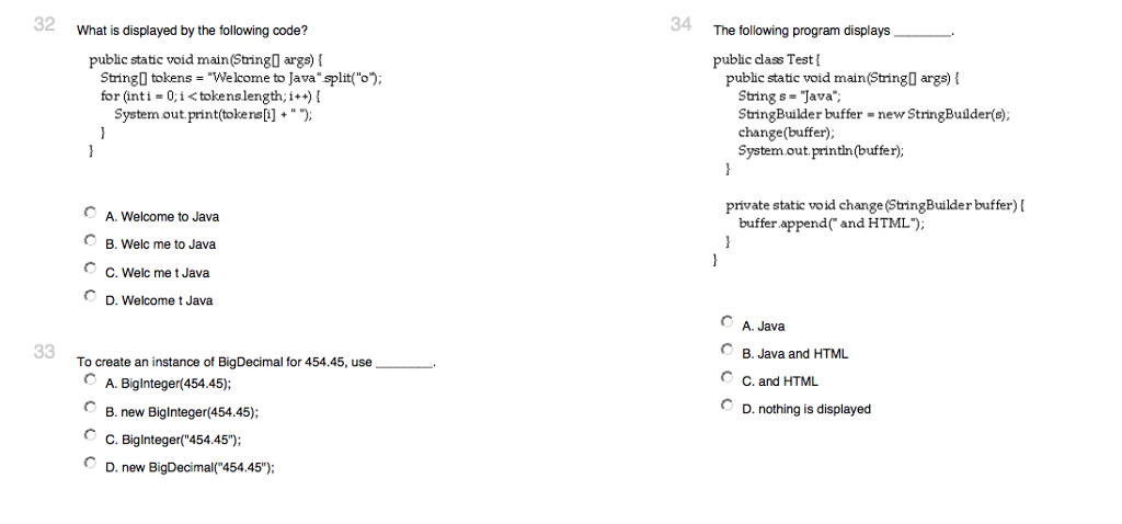 Solved What Is Displayed By The Following Code Public Chegg Solved what is displayed by the following code public chegg