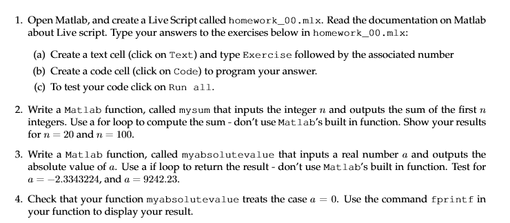 Solved Open Matlab, and create a Live Script called | Chegg.com