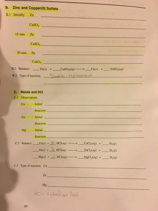 Zinc and Copper(II) Sulfate Initially Zn CuSO_4 15