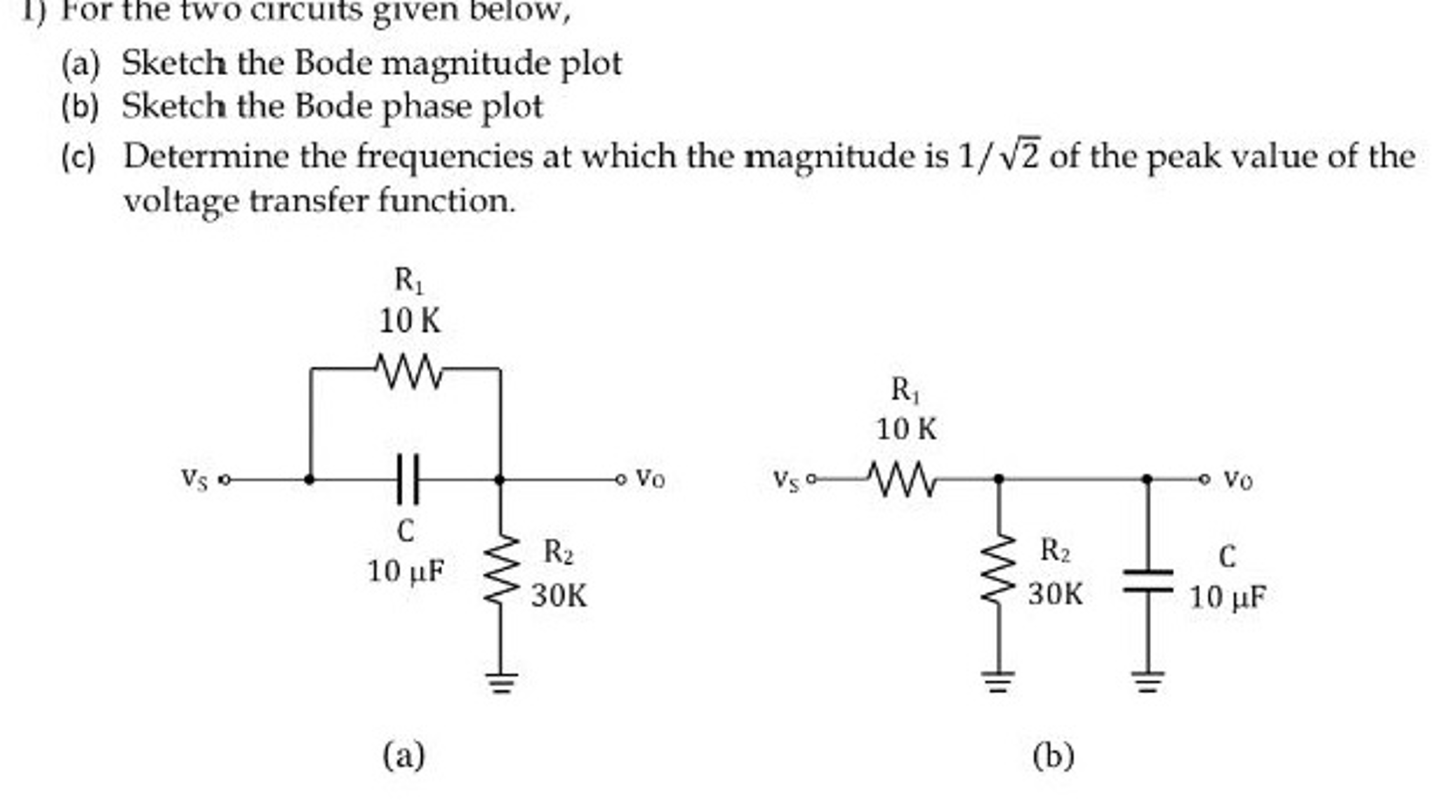 Solved For The Two Circuits Given Below, Sketch The Bode | Chegg.com