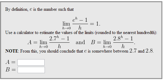 Solved By definition. C is the number such that lim eh-1/h | Chegg.com