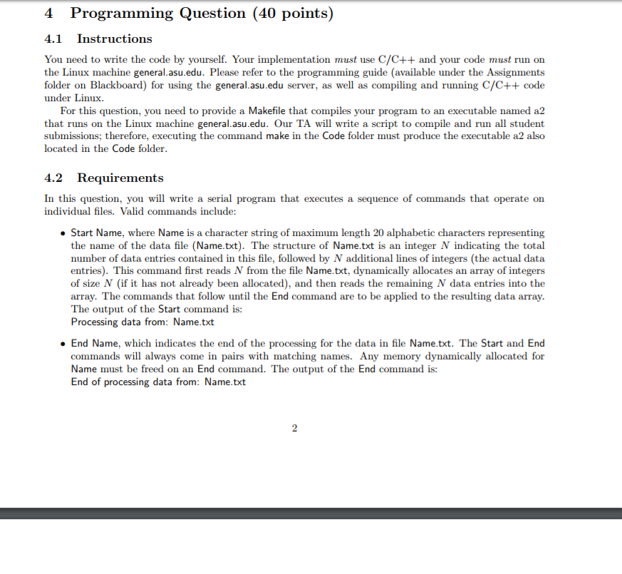 Solved 4 Programming Question (40 points 4.1 Instructions | Chegg.com
