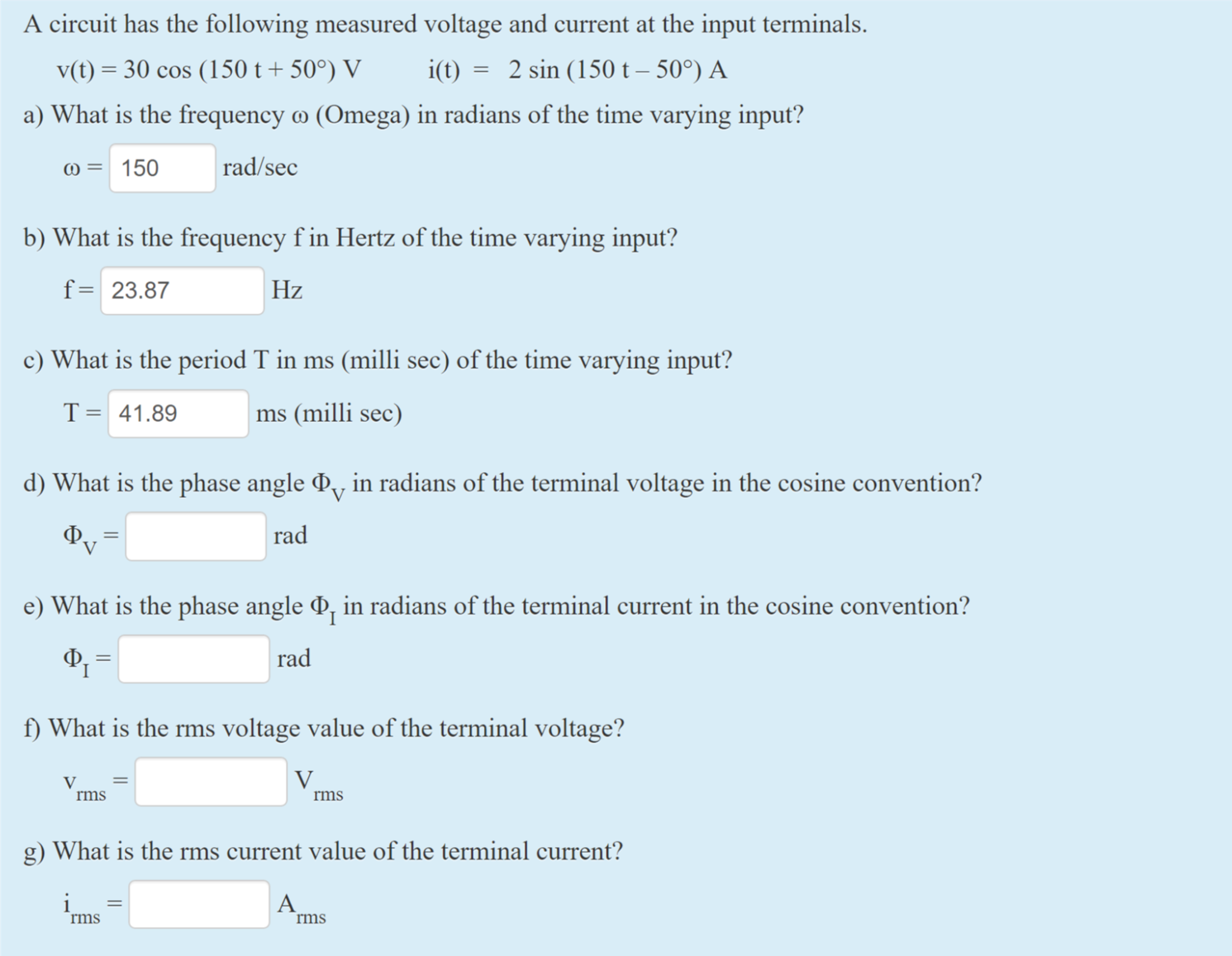Solved A circuit has the following measured voltage and | Chegg.com