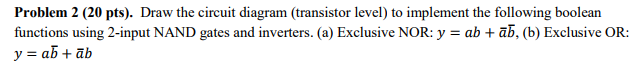 Solved Problem 2 (20 Pts). Draw The Circuit Diagram | Chegg.com