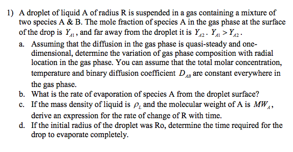 A droplet of liquid A of radius R is suspended in a | Chegg.com