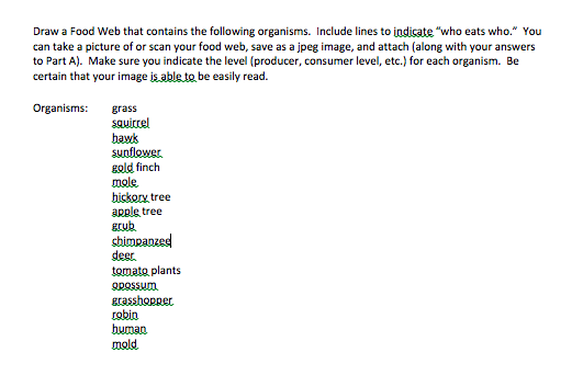 Solved Draw a Food Web that contains the following | Chegg.com