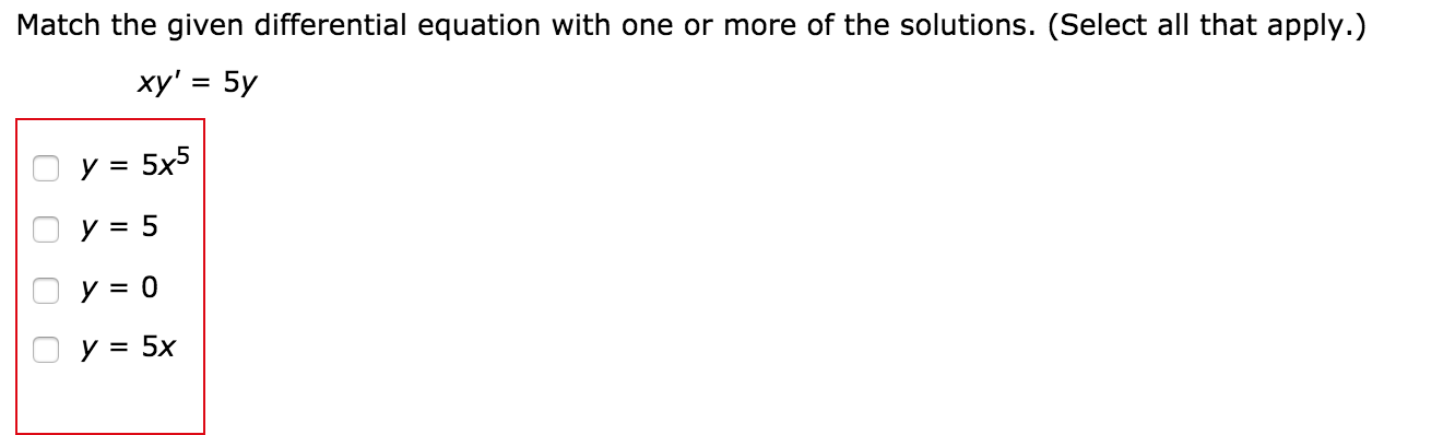 Solved Match the given differential equation with one or | Chegg.com