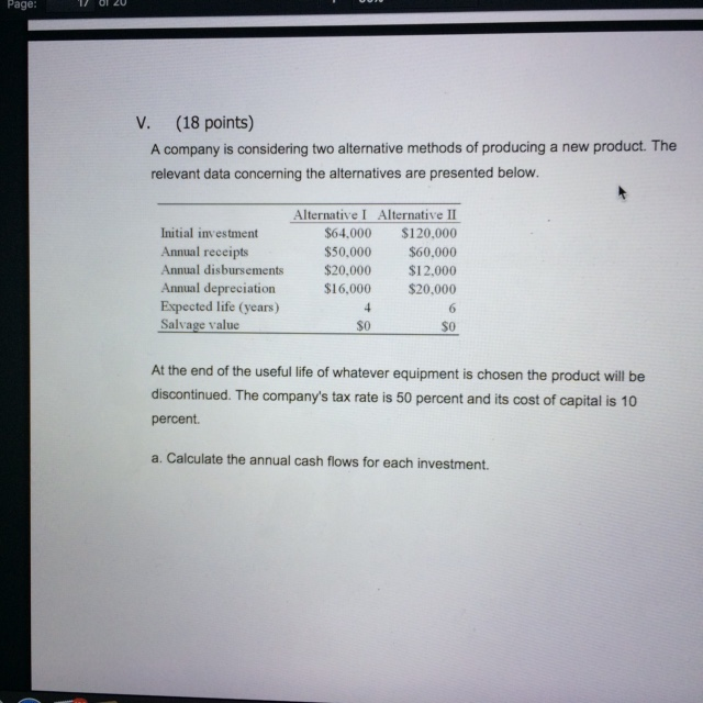 Solved A Company Is Considering Two Alternative Methods Of Chegg Solved A Company Is Considering Two Alternative Methods Of Chegg