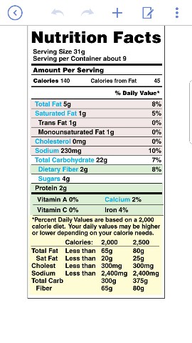 Solved Nutrition Facts Serving Size 31g Serving per | Chegg.com