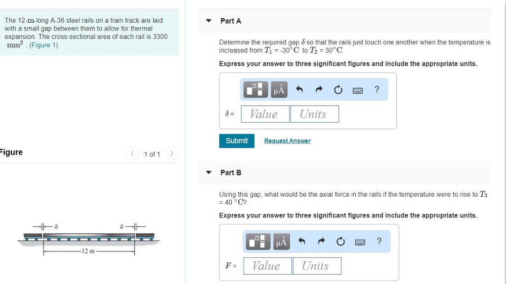 Solved The 12-m-long A-36 steel rails on a train track are | Chegg.com