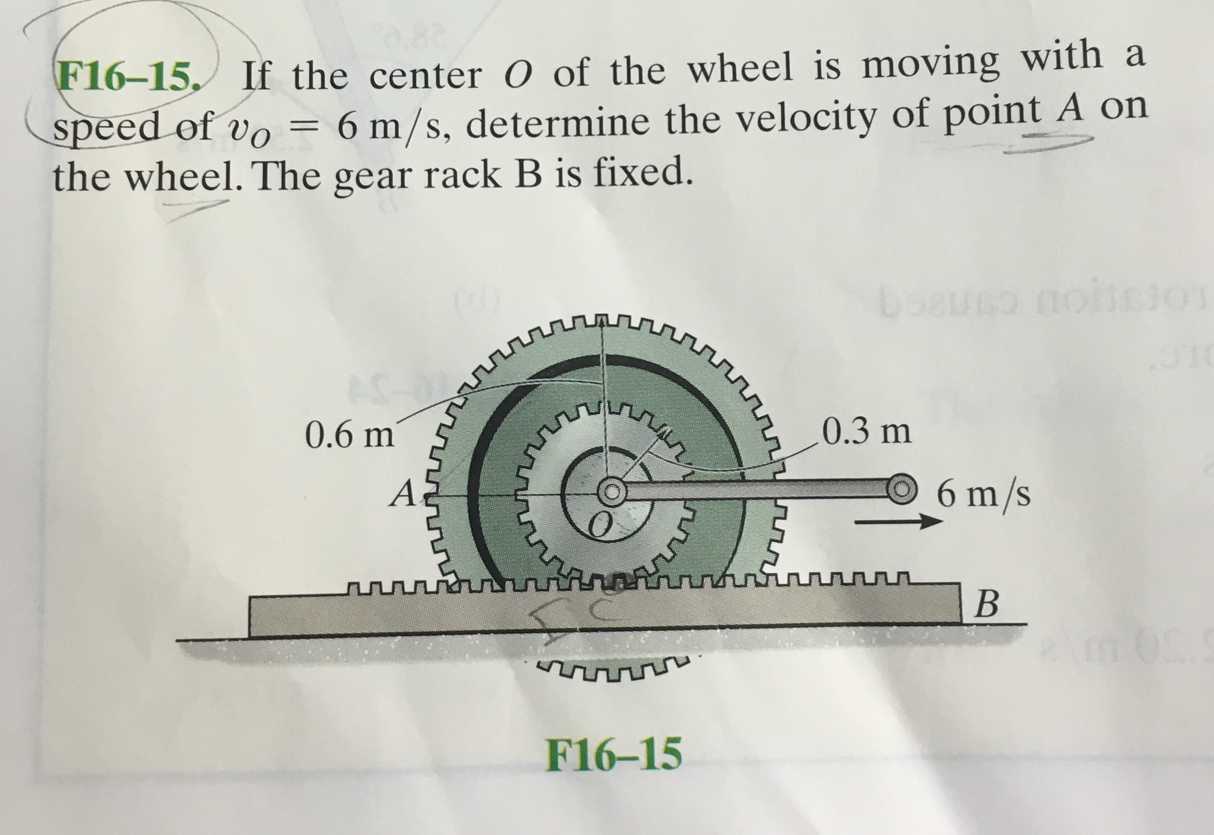 Solved If the center O of the wheel is moving with a speed