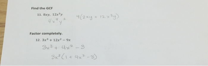 Solved Find The GCF 8xy 12x 3y Factor Completely 3x 3 Chegg