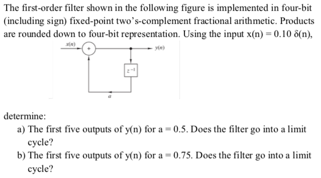 Solved The first-order filter shown in the following figure | Chegg.com