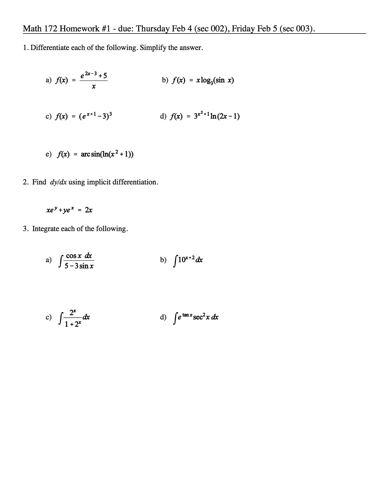 Solved Differentiate each of the following. Simplify the | Chegg.com