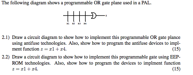Solved The following diagram shows a programmable OR gate Circuit Diagram