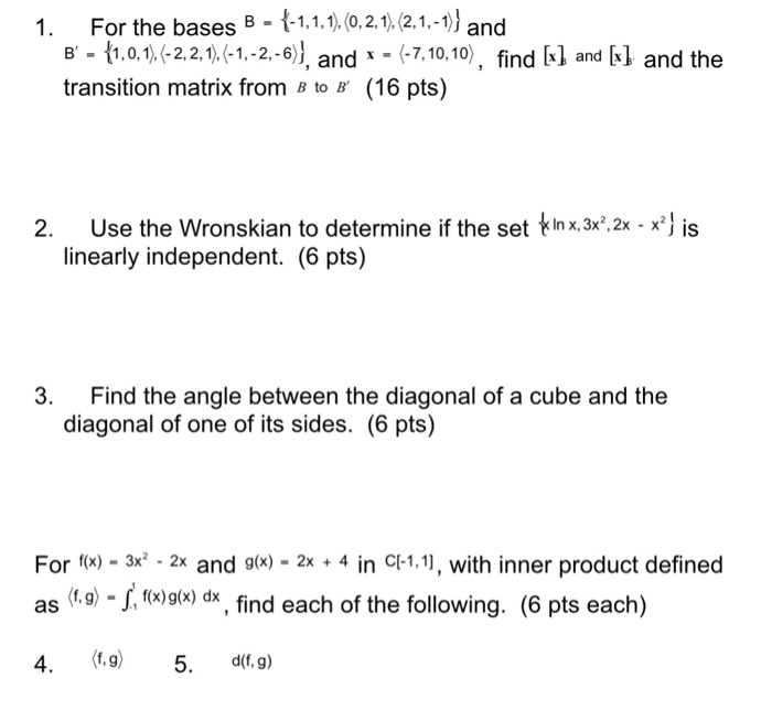 Solved For The Bases B = {-1,1,1).(0,2,1),(2,1,-1)} And B' = | Chegg.com